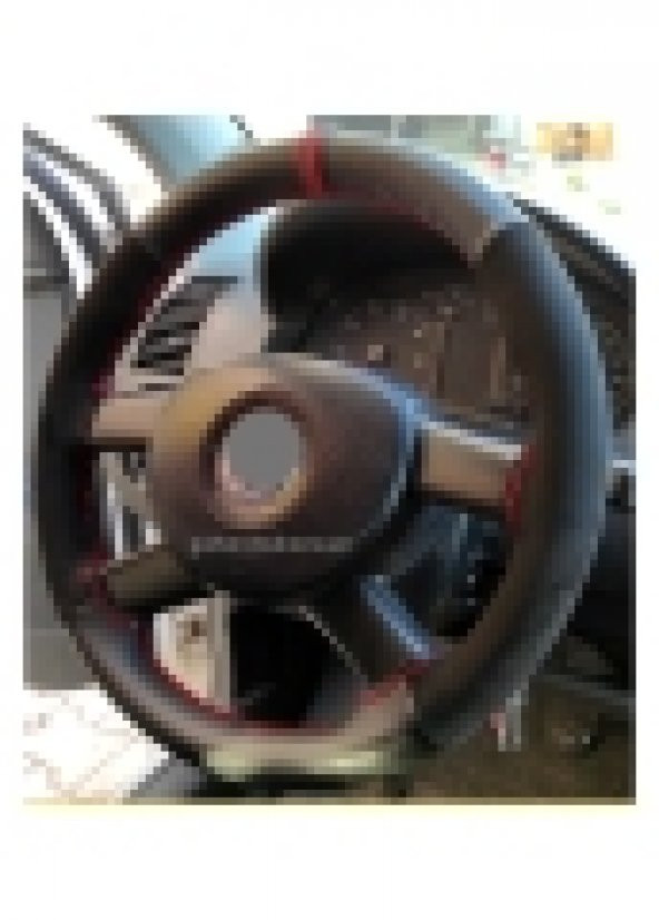 Vw Caddy 2004 2020 Uyumlu Alkantara-karbon Kırmızı Yüzüklü Direksiyon Kılıf - Resim 3