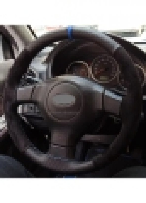 Subaru Vivio Uyumlu Dikmeli Direksiyon Kılıfı Alkantara Karbon Mavi Yüzüklü - Resim 2