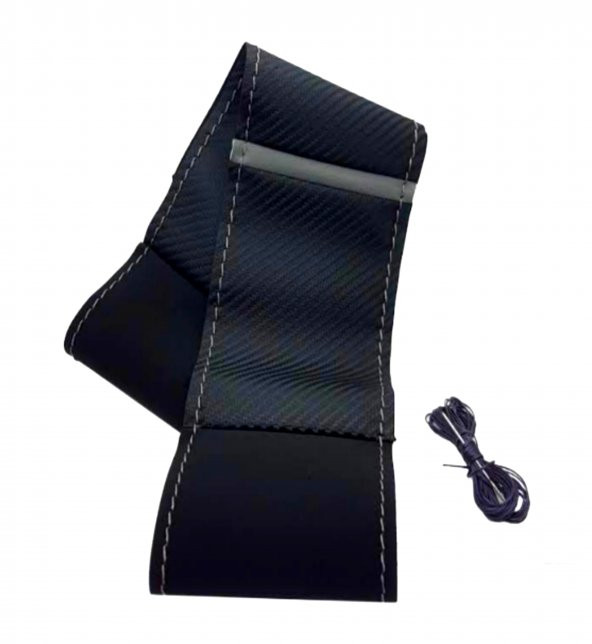 Chevrolet Camaro Uyumlu Alkantara-karbon Yüzüklü Direksiyon Kılıf Gri İpli ürün görseli 1