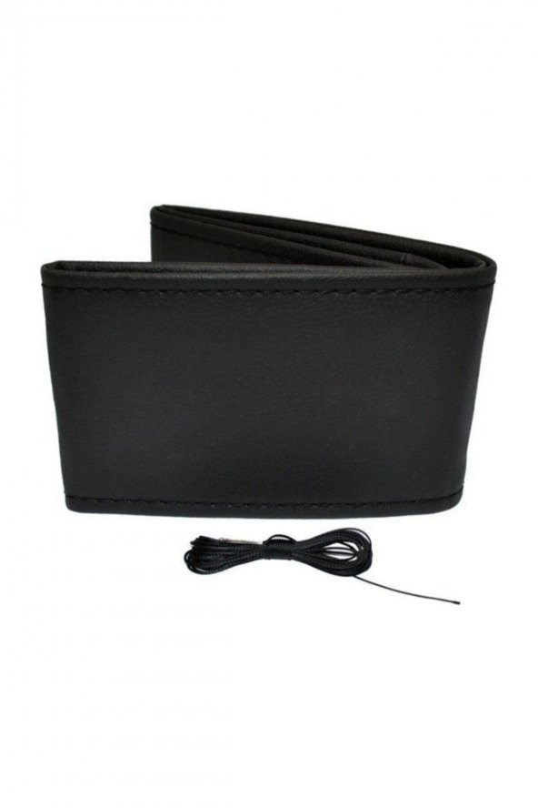 Universal Dikmeli Direksiyon Kılıfı Soft Siyah Ipli Kalınlık (38cm-10.5cm) - Resim 2