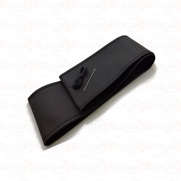 Universal Oto Delikli Direksiyon Kılıfı Noktalı Siyah Ipli 38×10CM - 2