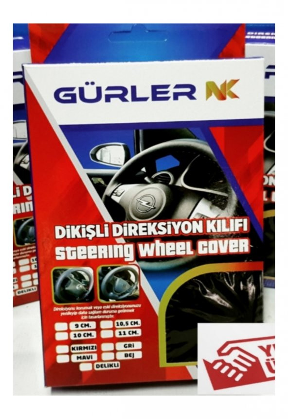 Universal Dikmeli deri direksiyon kılıfı soft esnek kokusuz standart gri renk(38cm/11cm) - 2