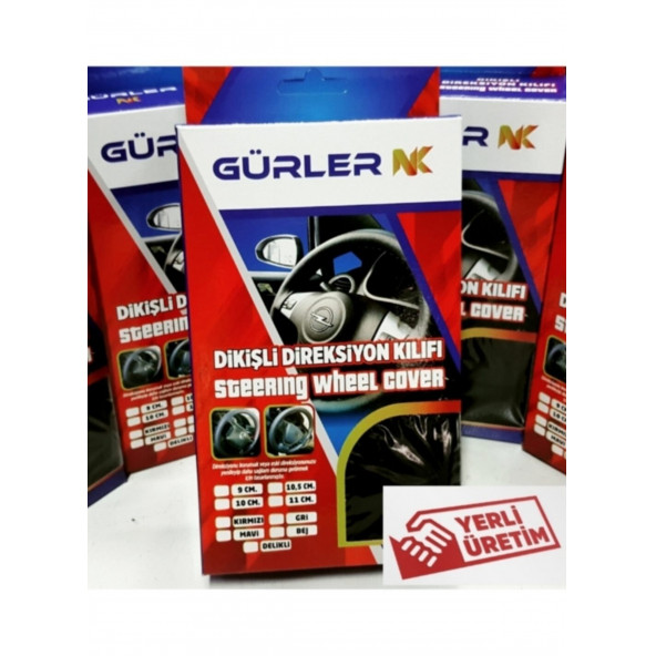 Universal Deri Direksiyon Kılıfı Dikmeli Soft Siyah Deri-Gri İpli (38CM-10.5CM) - Resim 5