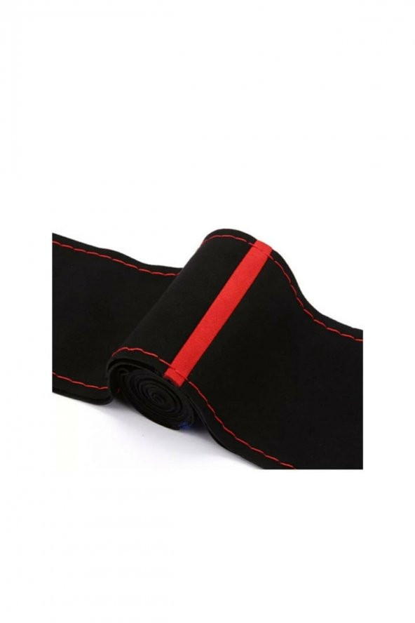Universal Alcantara Kırmızı Yüzüklü Direksiyon Kılıfı 38-10.5CM - 2