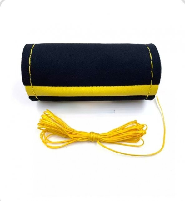 VW Passat Variant Uyumlu Dikmeli Direksiyon Kılıfı Alkantara Sarı Yüzüklü ürün görseli