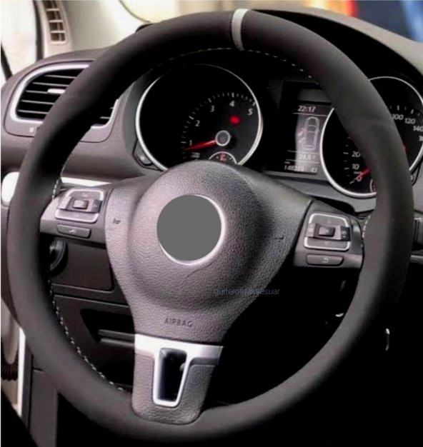 Opel Vectra D Uyumlu Alkantra Nubuk Dikmeli Direksiyon Kılıfı Gri Yüzüklü