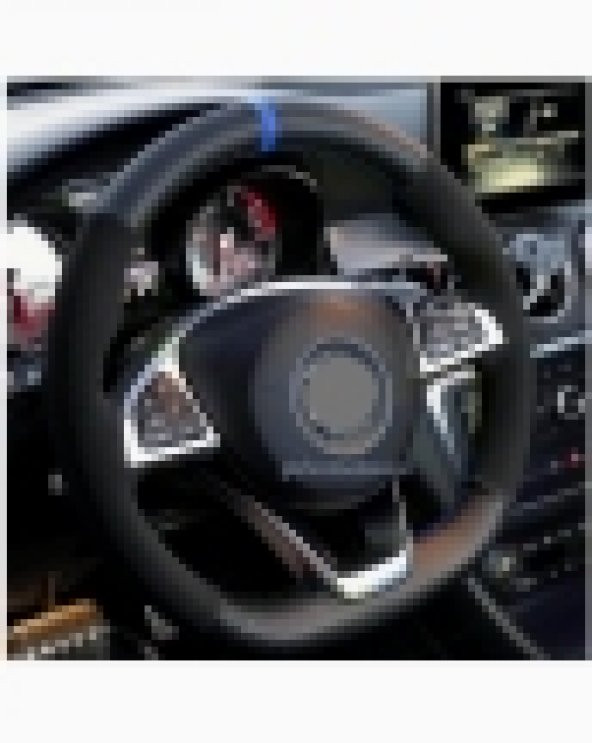 Opel Vectra D Uyumlu Alkantara-Karbon Dikmeli Direksiyon Kılıfı Mavi Yüzüklü ürün görseli