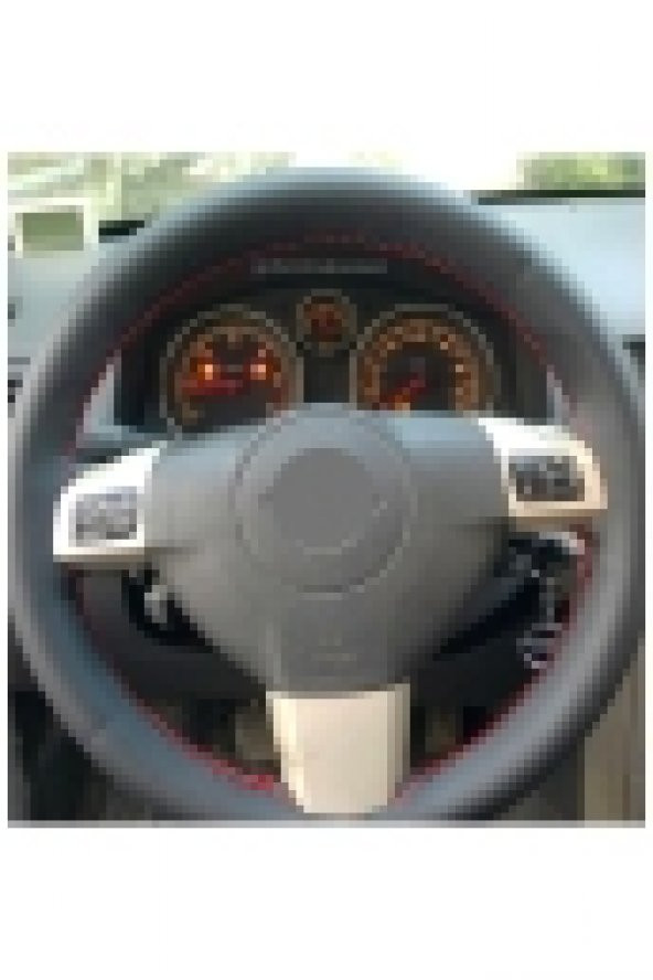 Opel Vectra D Uyumlu Deri Direksiyon Kılıfı Kırmızı İpli (38×11CM) - Resim 2