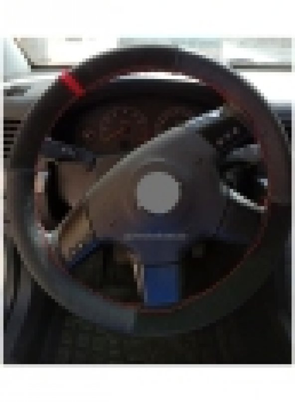 Opel Vectra C Uyumlu Alkantara-Karbon Dikmeli Direksiyon Kılıfı Kırmızı Yüzüklü ürün görseli 1