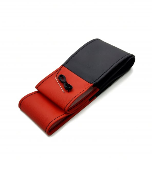 Vw Passat B8 Uyumlu Deri Direksiyon Kılıfı Iki Renkli Kırmızı-siyah - Resim 2