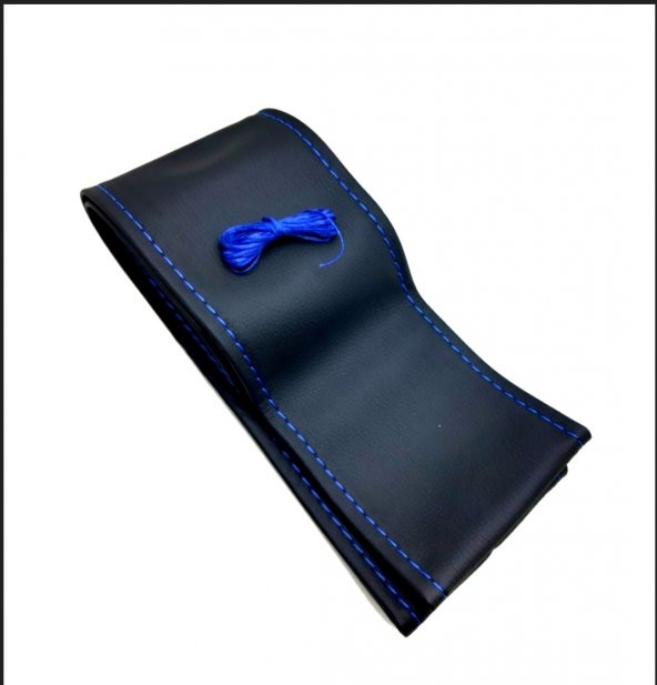 Toyota Corolla 2013+ Uyumlu Deri Dikmeli Direksiyon Kılıfı Mavi İpli (38×10CM) ürün görseli 1