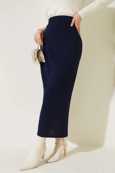 Düz Lacivert Kalem Etek - Resim 2
