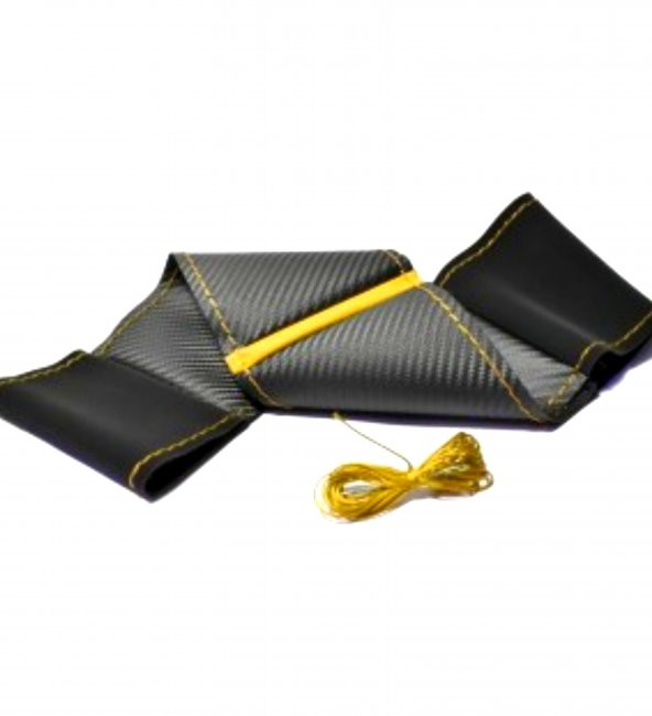 Renault Talisman Uyumlu Alkantara-karbon Sarı Yüzüklü Direksiyon Kılıf - Resim 3