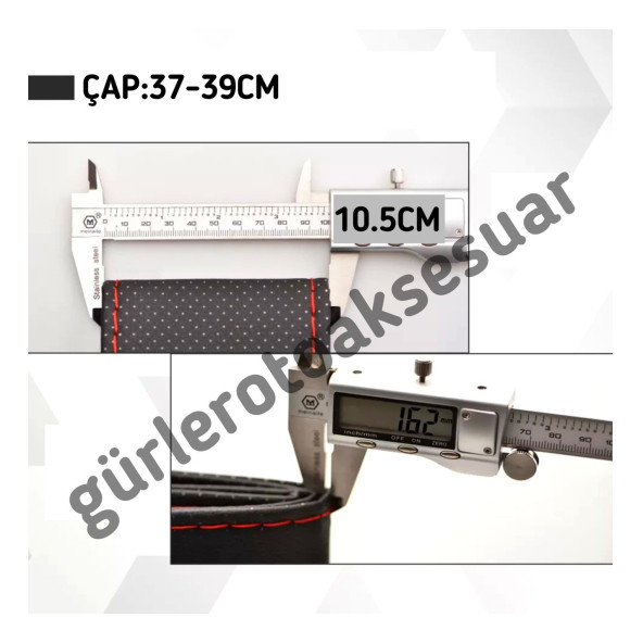 Universal Oto Deri Dikmeli Direksiyon Kılıfı M-Çizgili - 3