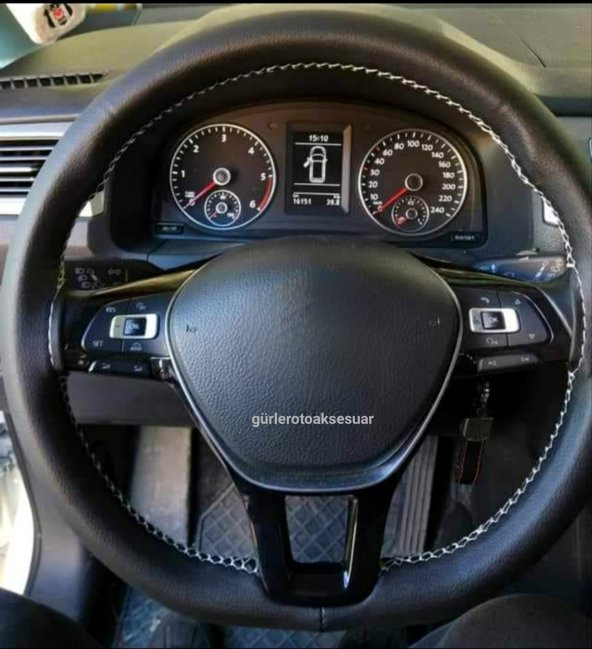 Renault Megane 4 Uyumlu Deri Dikmeli Direksiyon Kılıfı Bej İpli 38×11CM ürün görseli