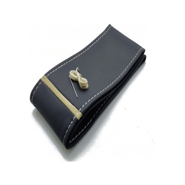 Universal Deri Dikmeli Direksiyon Kılıfı Soft Bej Yüzüklü A+++ Plus ürün görseli