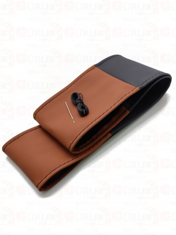 Opel Astra H Kasa Uyumlu Dikmeli Direksiyon Kılıfı İki Renkli Kahverengi-Siyah A+Plus ürün görseli 1