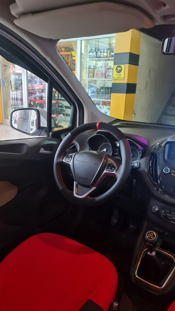 Opel Astra H Uyumlu Kırmızı Yüzüklü Noktalı Alkantara Nubuk Deri Direksiyon Kılıfı A+Plus - Resim 3