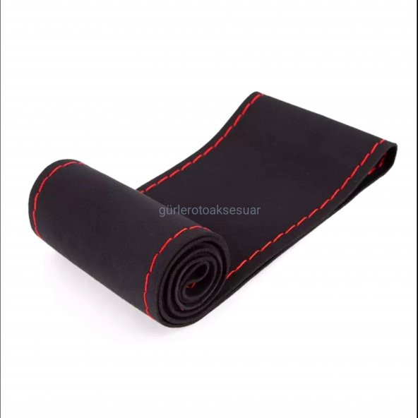 Vw Passat Uyumlu Nubuk Alkantara Dikmeli Direksiyon Kılıfı Kırmızı Ipli ürün görseli 1