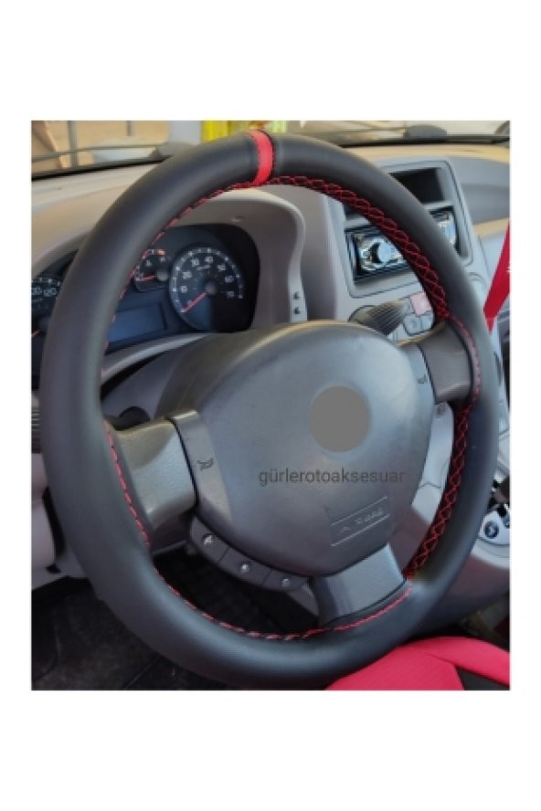 Fiat Punto Uyumlu Dikmeli Direksiyon Kılıfı Soft Kırmızı Yüzuklü A+Plus ürün görseli 1