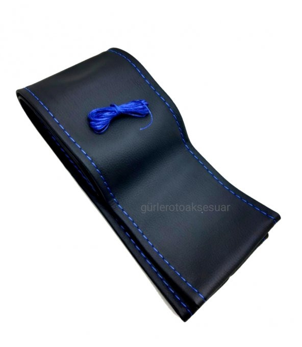 Universal Soft Kamyon Tır Dikmeli Deri Direksiyon Kılıfı  Mavi İpli 45×10.5CM ürün görseli 1