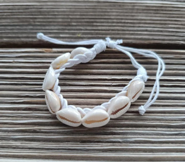Bileklik Halhal Deniz Kabuğu Midye Plaj Dogum Günü Hediye Ayarlanabilir Makrome Örme İp Bileklik Bijuteri Takı Aksesuar - 5