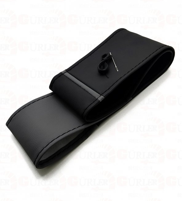 Dacia Uyumlu Dikme Direksiyon Kılıfı İki Renkli GRİ-SİYAH - Resim 3