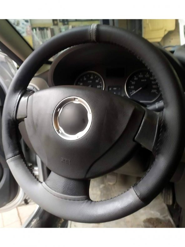 Dacia Uyumlu Dikme Direksiyon Kılıfı İki Renkli GRİ-SİYAH ürün görseli