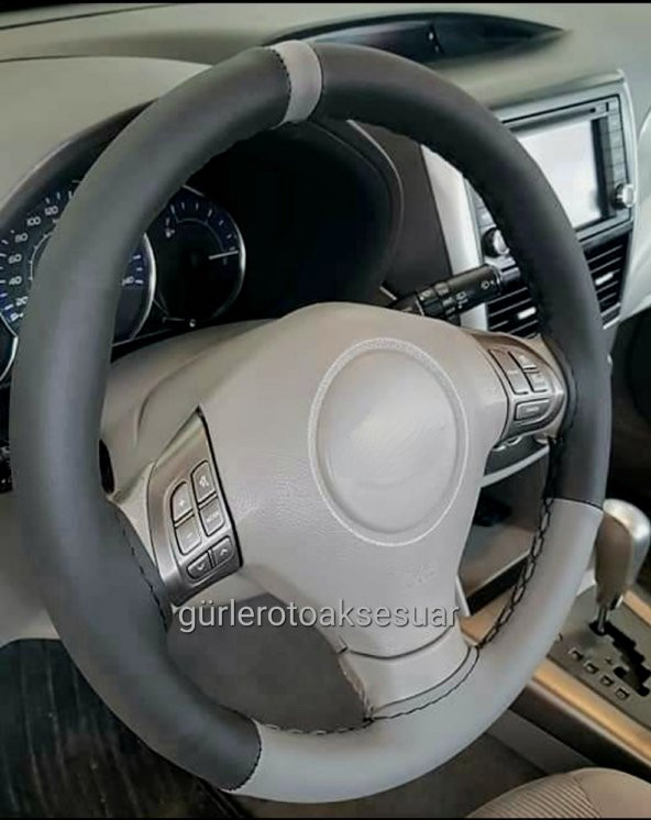 Dacia Uyumlu Dikme Direksiyon Kılıfı İki Renkli GRİ-SİYAH - Resim 2