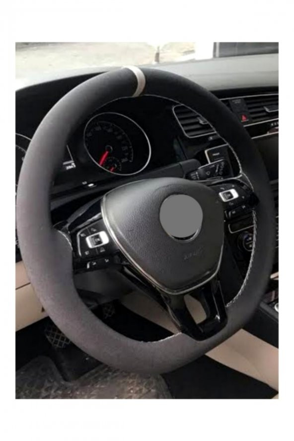 Vw Passat Uyumlu Dikmeli Direksiyon Kılıfı Alkantara Gri Yüzüklü A+ Plus - Resim 2