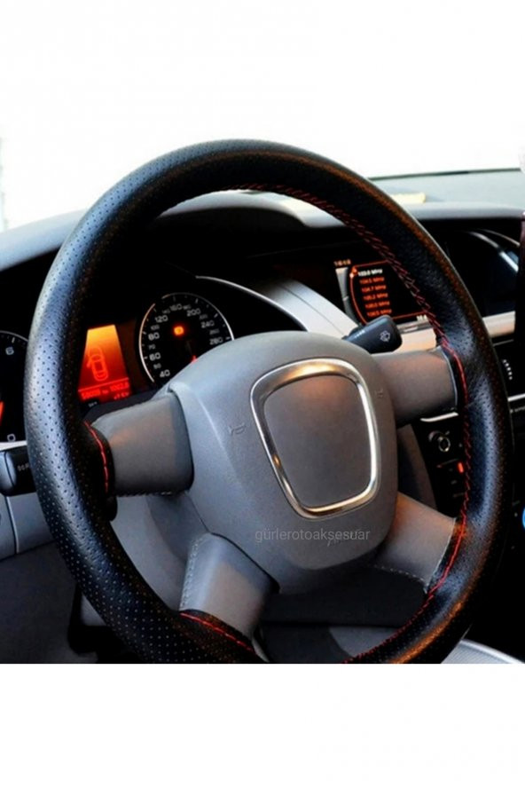 Audi A6 Uyumlu Direksiyon Kılıfı Delikli Dikmeli 38×11Cm
