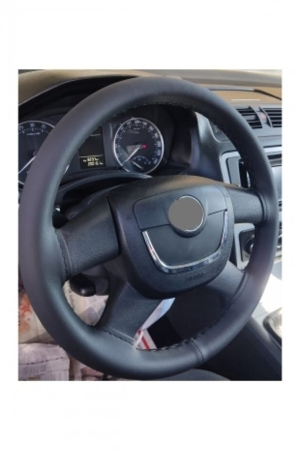 Skoda Octavia Uyumlu 2010-2012 Dikmeli Direksiyon Kılıfı Siya-h(11cm) - 2