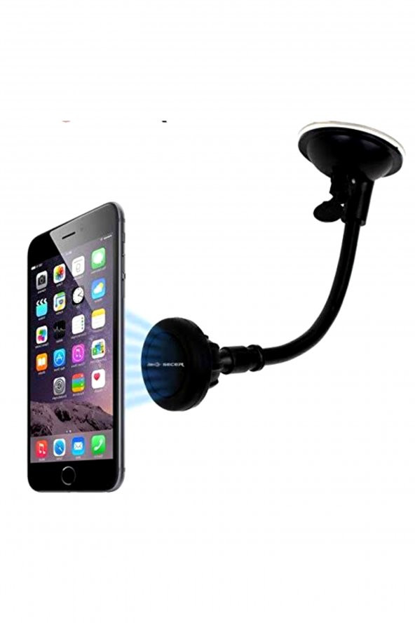 Carub Oto Telefon Tutucu Cama Vantuslu Mıknatıslı Siyah - 4