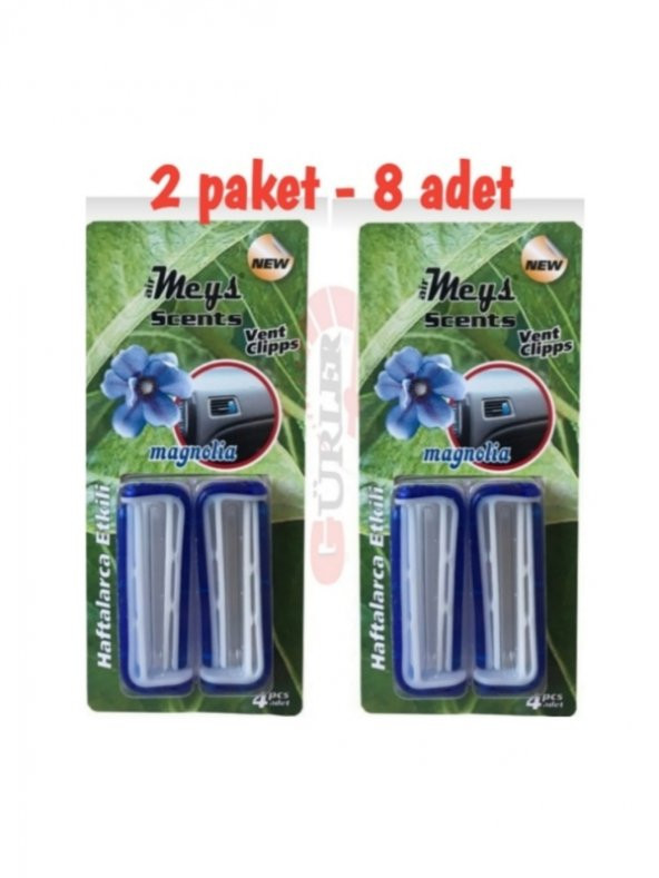 Oto kalorifer ızgara geçme koku 2 paket (8 adet) oto kokusu magnolia mavi
