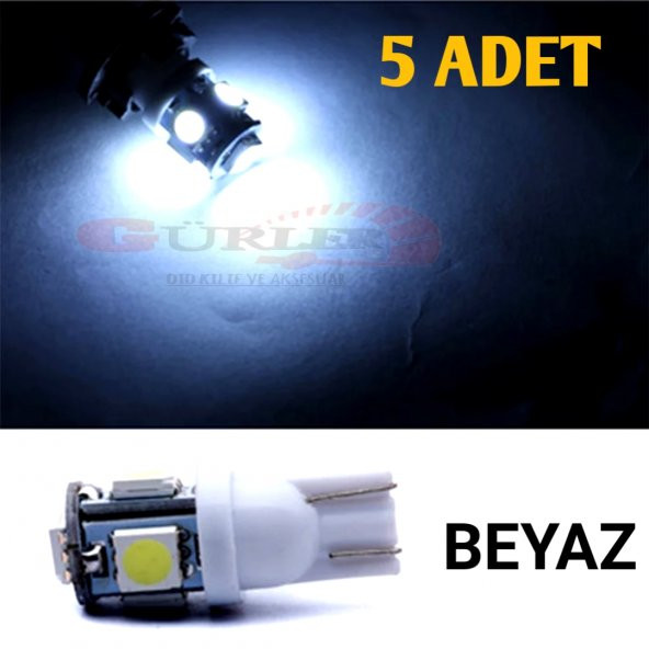 5 ADET T10 Led 12V beyaz renk park plaka tavan ampül ortam aydınlatma - 2