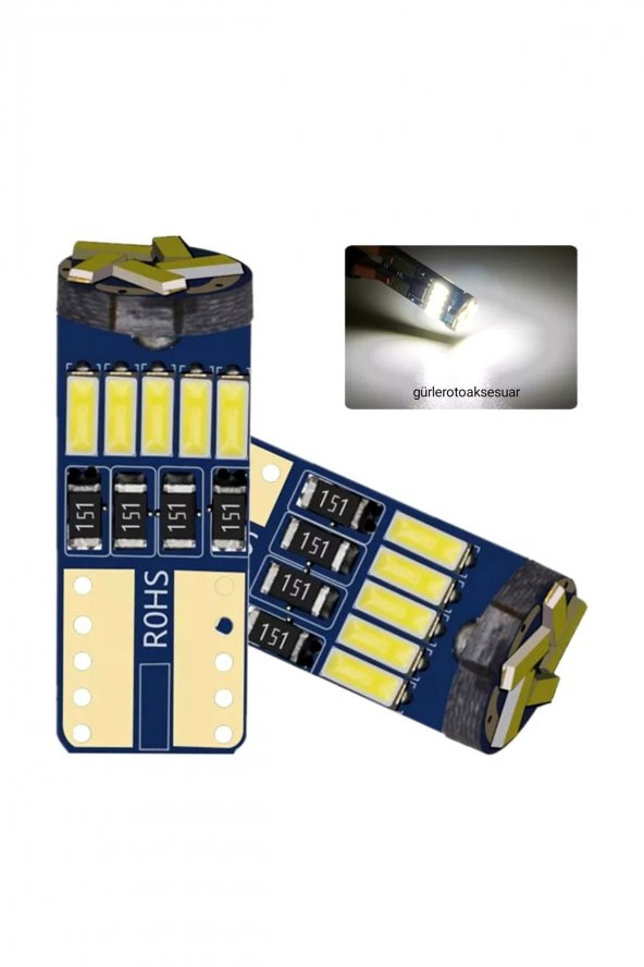 Park Led Plaka Led T10 Dipsiz Led Ampül 12v 5w Canbuslı 15 Ledli 2 Adet - 2