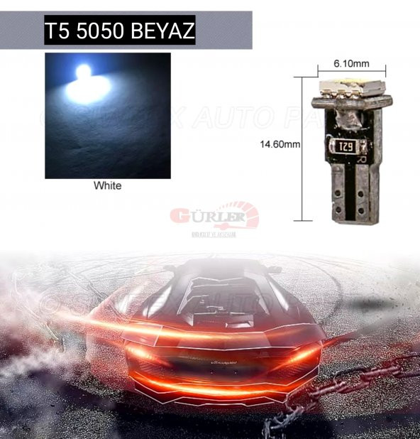 T5 5050 LED KİLOMETRE KADRAN AYDINLATMA AMPÜLÜ FİBER 10 ADET BEYAZ - 2