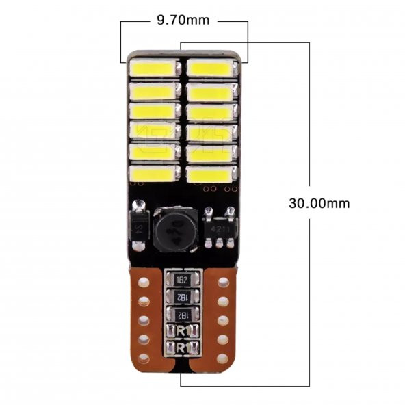 Renault Clio Uyumlu T10 Park-Plaka Aydınlat Led Ampülü 24 Ledli 2 Adet Beyaz - 3