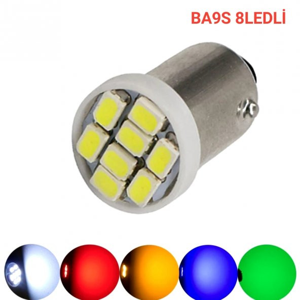 BA9S led ampul soket tipi ba9s tırnaklı 8 ledli beyaz 12V 2ad MİNİ BOY - 2