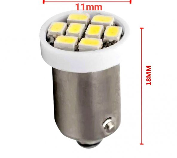 BA9S led ampul soket tipi ba9s tırnaklı 8 ledli beyaz 12V 2ad MİNİ BOY - 3