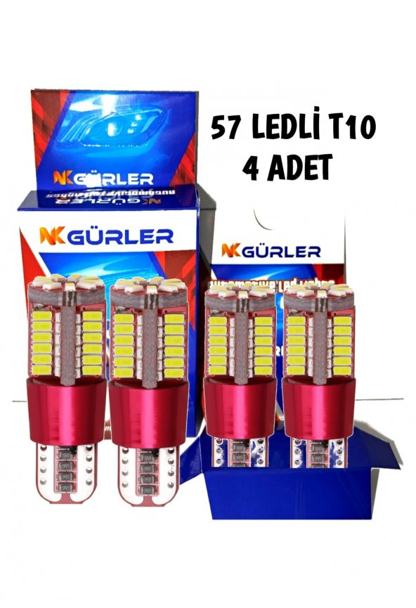 Canbus T10 led ampul 4 ADET park led plaka led tavan led 57 ledli beyaz renk ürün görseli