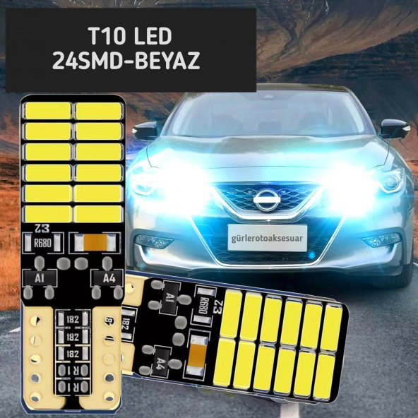 Nissan Uyumlu Led Park Ampulü - 24 Ledli T10 Model Park Ve Plaka Ampulü (beyaz) 2 Adet ürün görseli 1