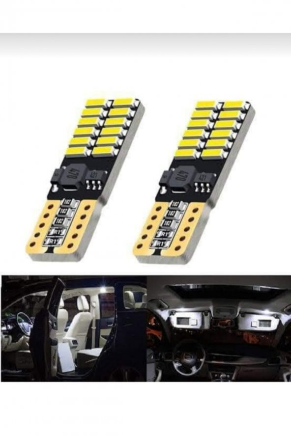 Renault Clio Uyumlu T10 Park-Plaka Aydınlat Led Ampülü 24 Ledli 2 Adet Beyaz - 2