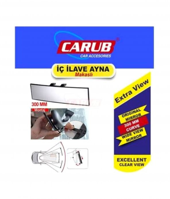 Carub Oto Iç Dikiz Ayna Makaslı Geçme Tip Bombeli 30cm