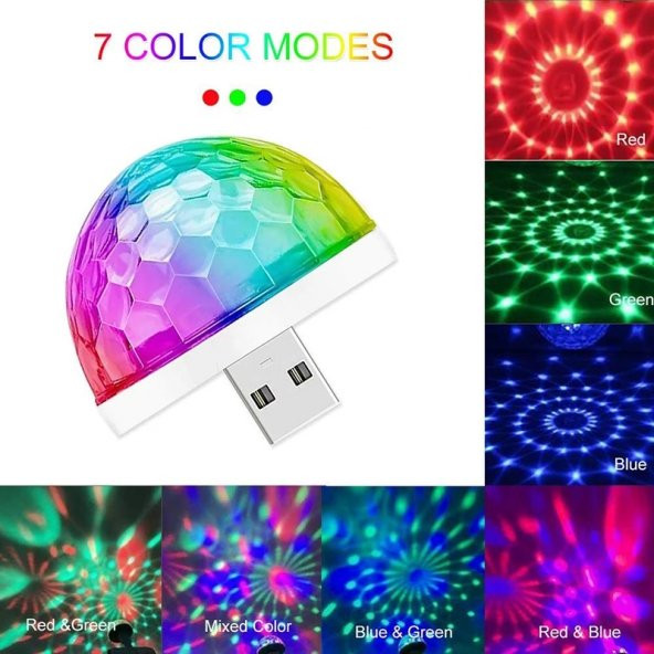 Disko topu sese duyarlı RGB usb girişli disco topu iç aydınlatma