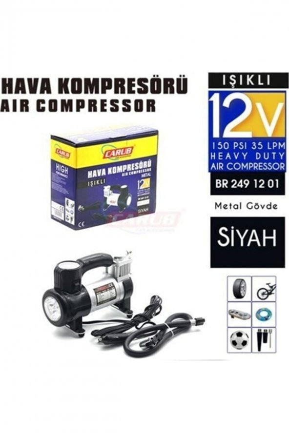 Tp Hava Kompresörü Metal 12v 150 Psı Siyah - Resim 2