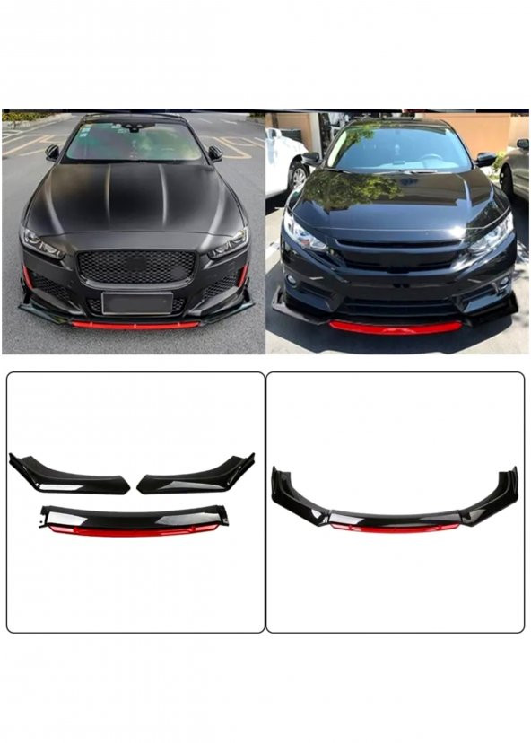 Universal Ön Tampon Eki-Ön Karlık 4 Parça Ön Tampon Kırmızı Dilli ürün görseli 1