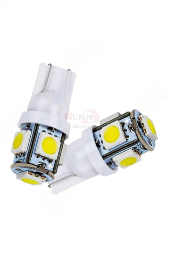 2 Adet T10 Plaka Ledi Dipsiz Soket 5smd Led Beyaz Araç Ampulü ürün görseli 1