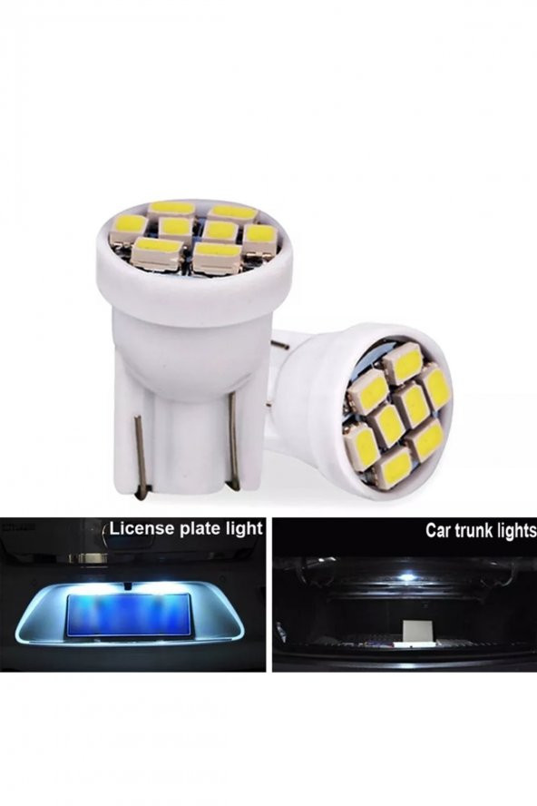 2 Adet T10 Plaka Ledi Dipsiz Soket 8smd Led Beyaz Araç Ampulü ürün görseli 1