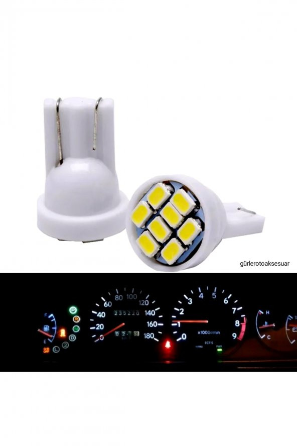 2 Adet T10 Plaka Ledi Dipsiz Soket 8smd Led Beyaz Araç Ampulü - Resim 2